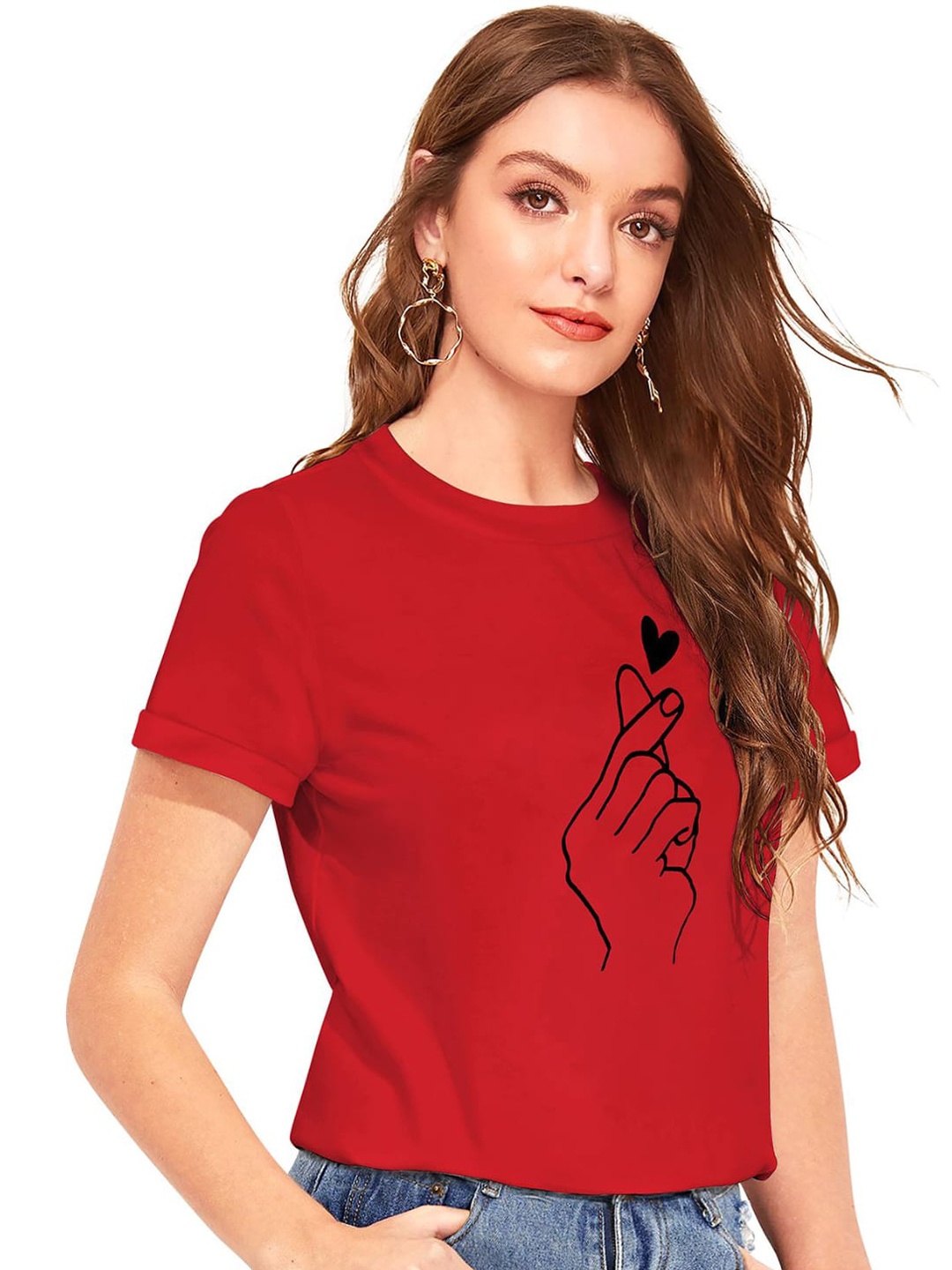 

Risirioutfit Women Red printed T-shirt