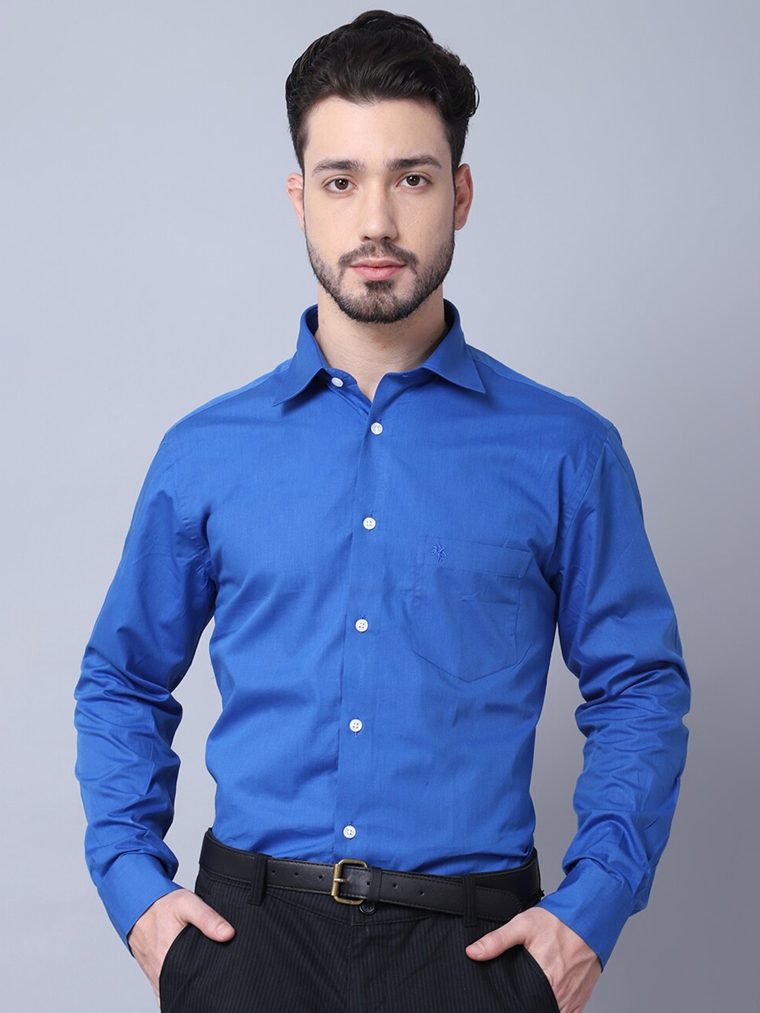 

Cantabil Men Navy Blue Casual Shirt