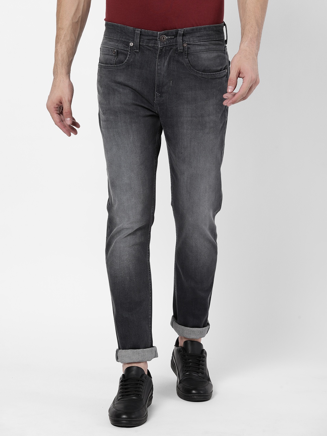 

AD By Arvind Men Grey Slim Fit Heavy Fade Jeans