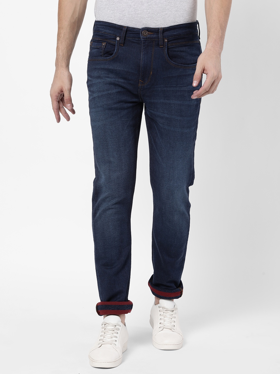 

AD By Arvind Men Navy Blue Slim Fit Light Fade Jeans