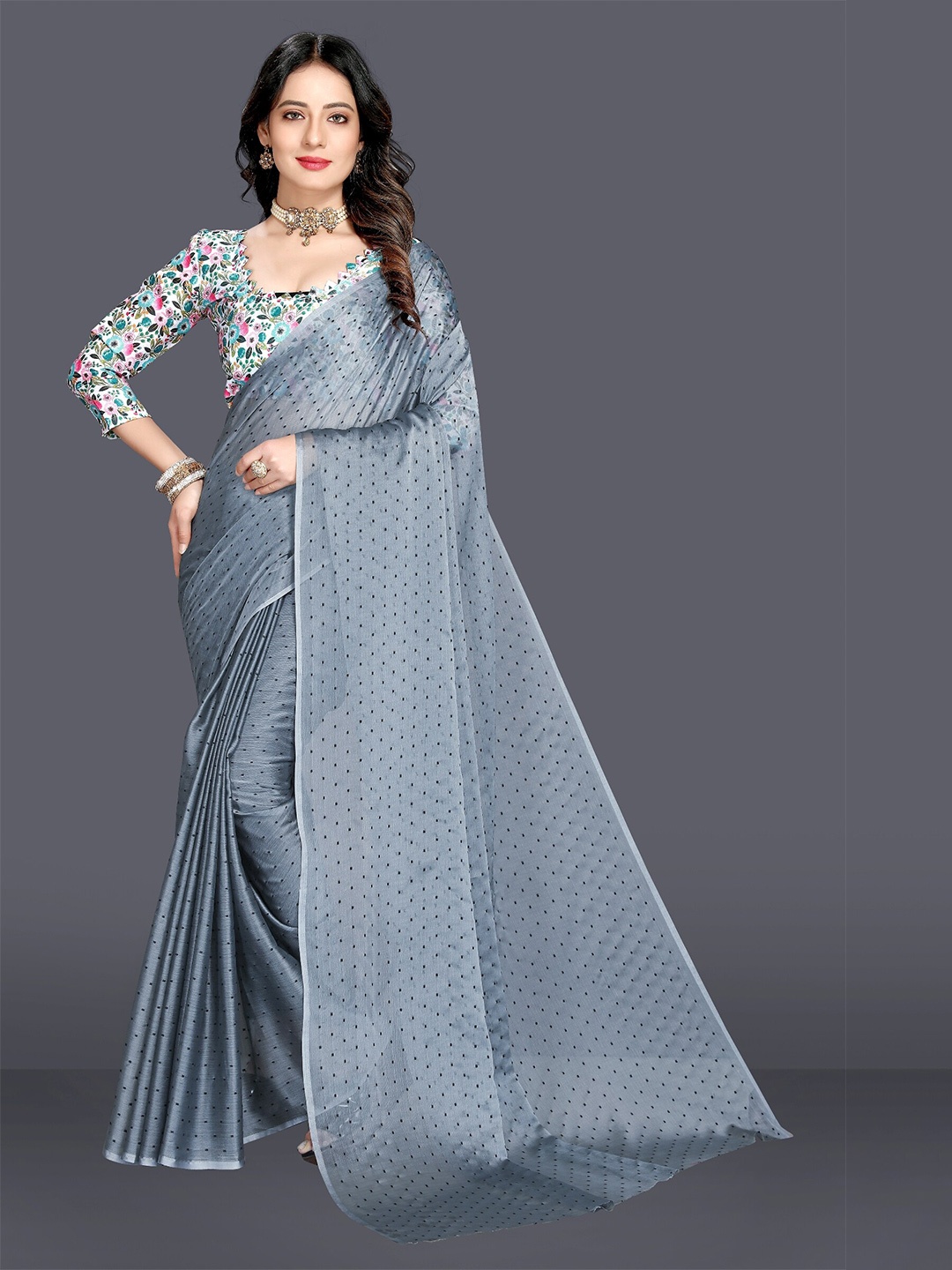

M Venture Grey Woven Design Pochampally Saree