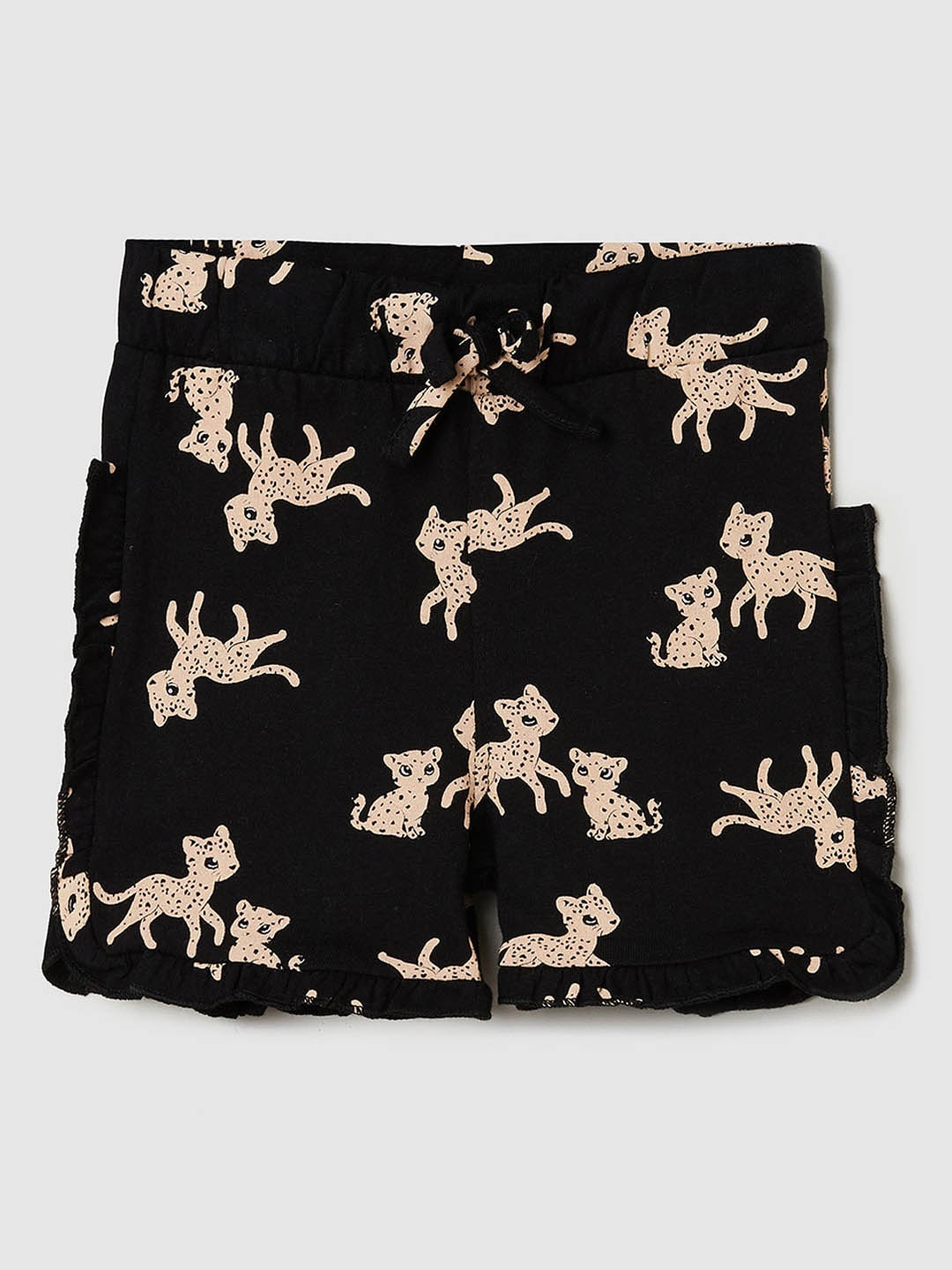 

max Girls Black Printed Shorts