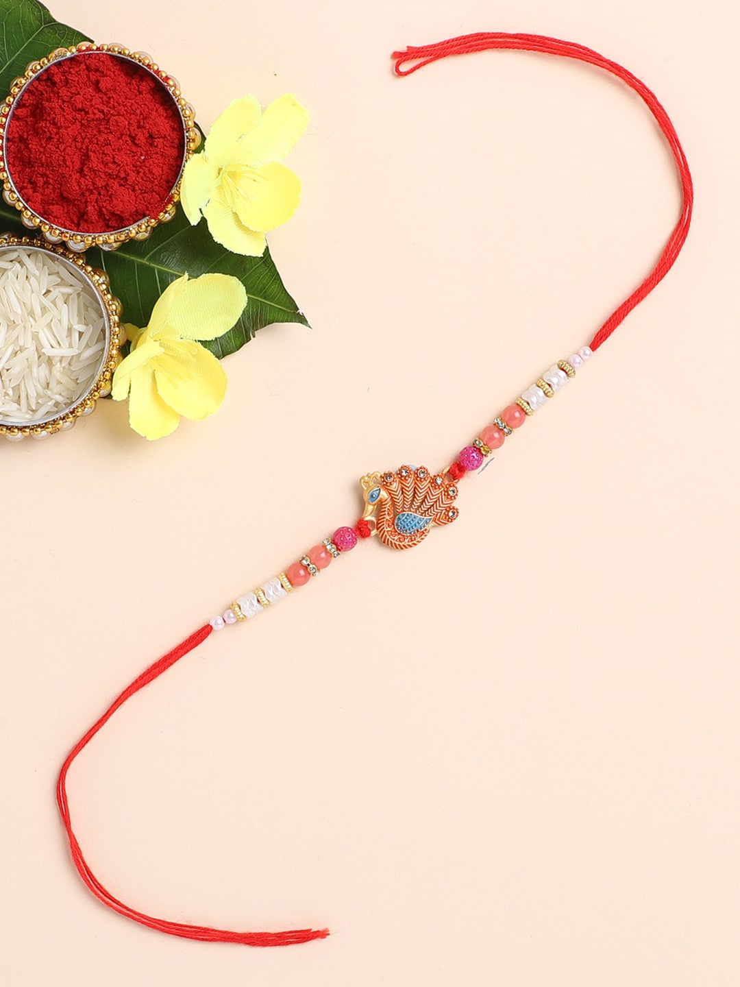 

The Magic Wand Red & Blue Pearl Beaded Rakhi, Multi