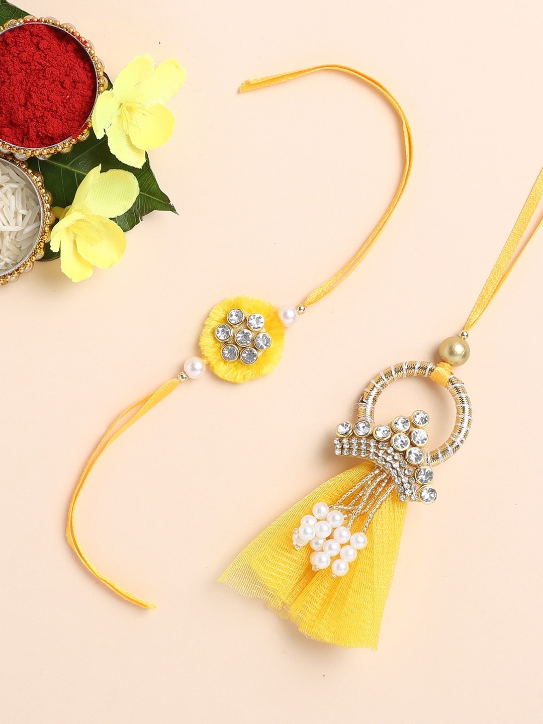 

The Magic Wand Kids Yellow Lumba Rakhi with Roli Chawal