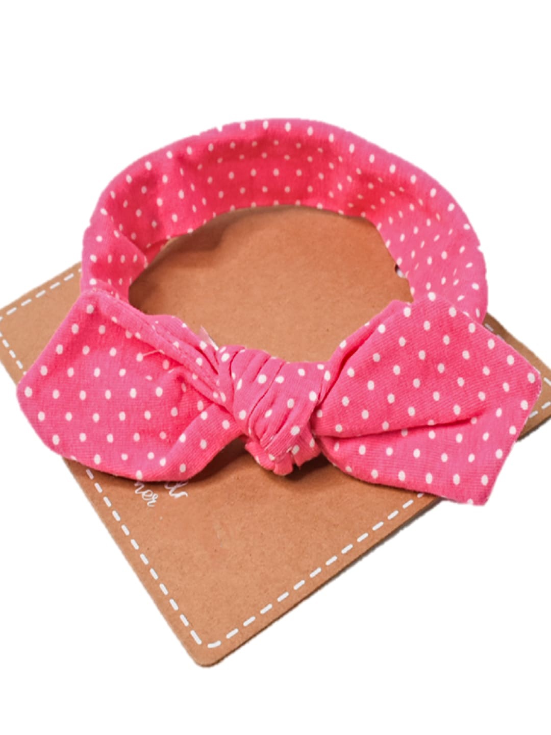 

Proplady Kids Pink & White Polka Dots Printed Casual Wear Bow Headband