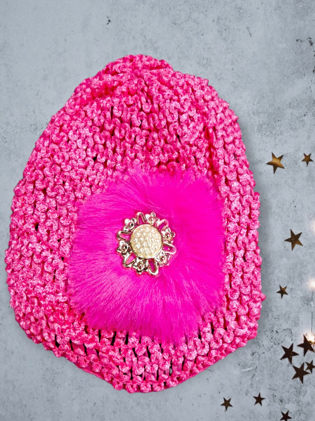 

Proplady Unisex Kids Pink & Fuchsia Embroidered Beanie