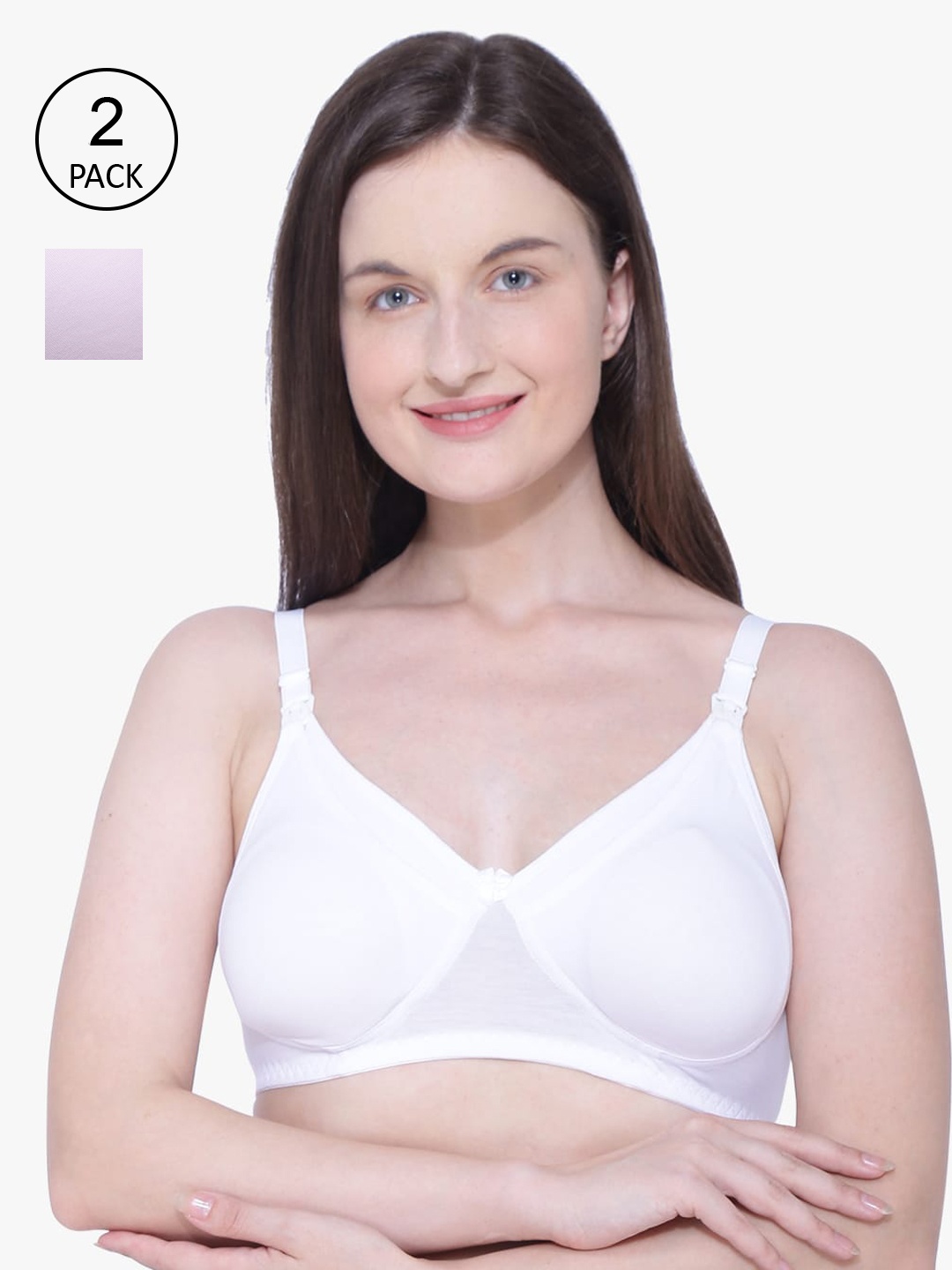 

Anoma Women Pack of 2 Pink & White Bra Lightly Padded