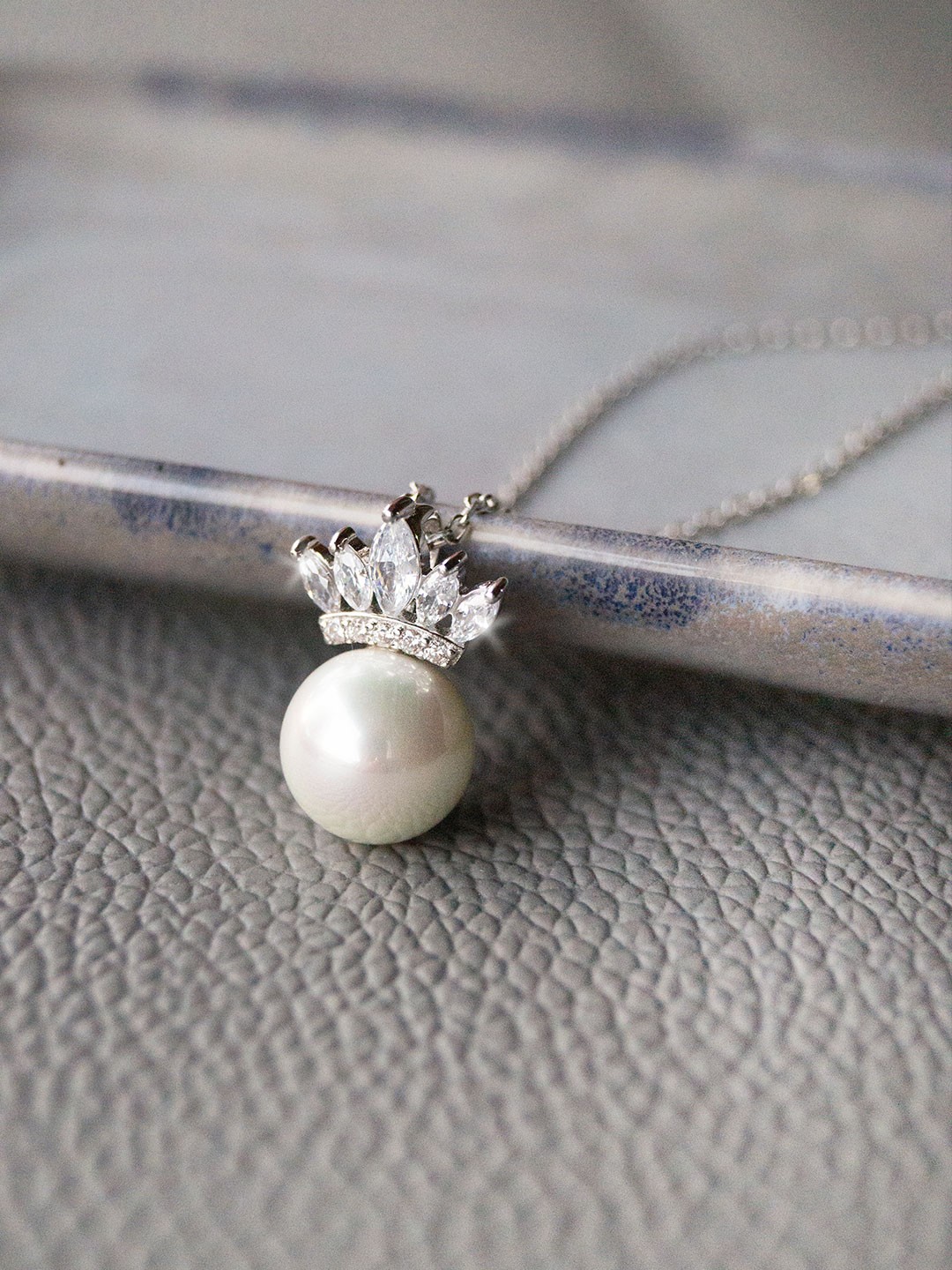 

MANNASH Silver-Toned & White Sterling Silver Rhodium-Plated Necklace