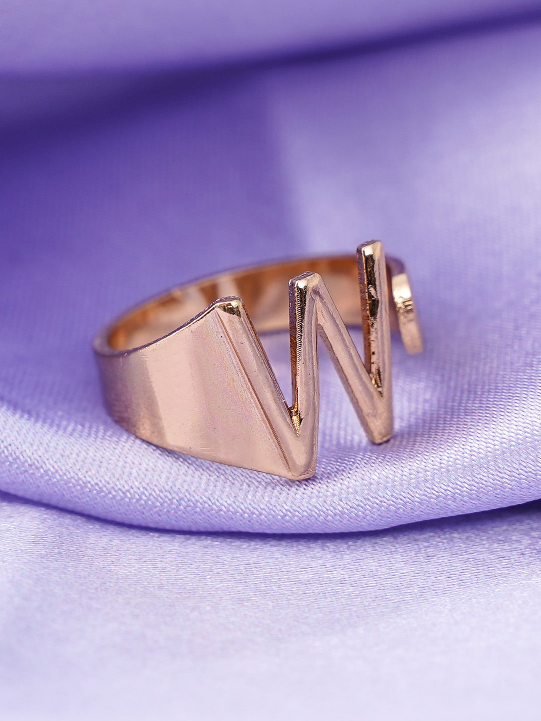 

Emmie Women Gold-Plated Alphabet W Shaped Finger Ring