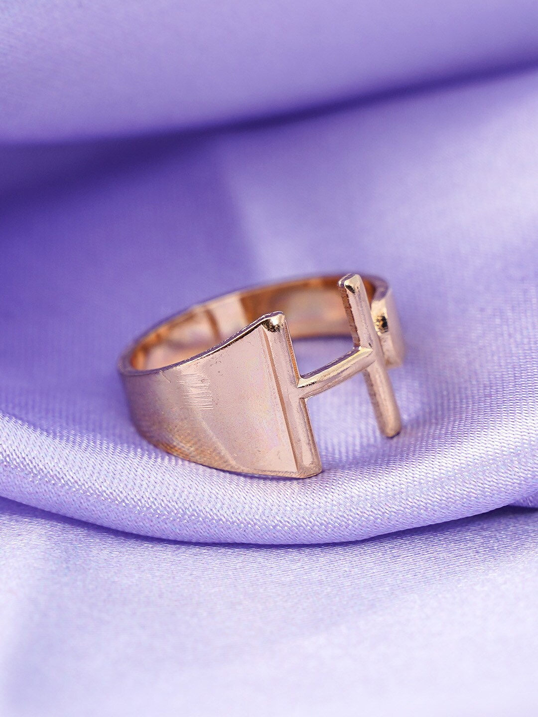 

Emmie Women Gold-Plated Alphabet H Shaped Finger Ring