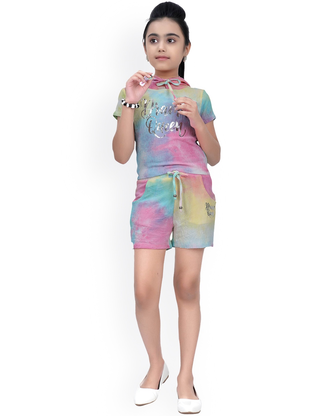 

Tiny Girl Girls Blue & Pink Printed T-shirt with Shorts