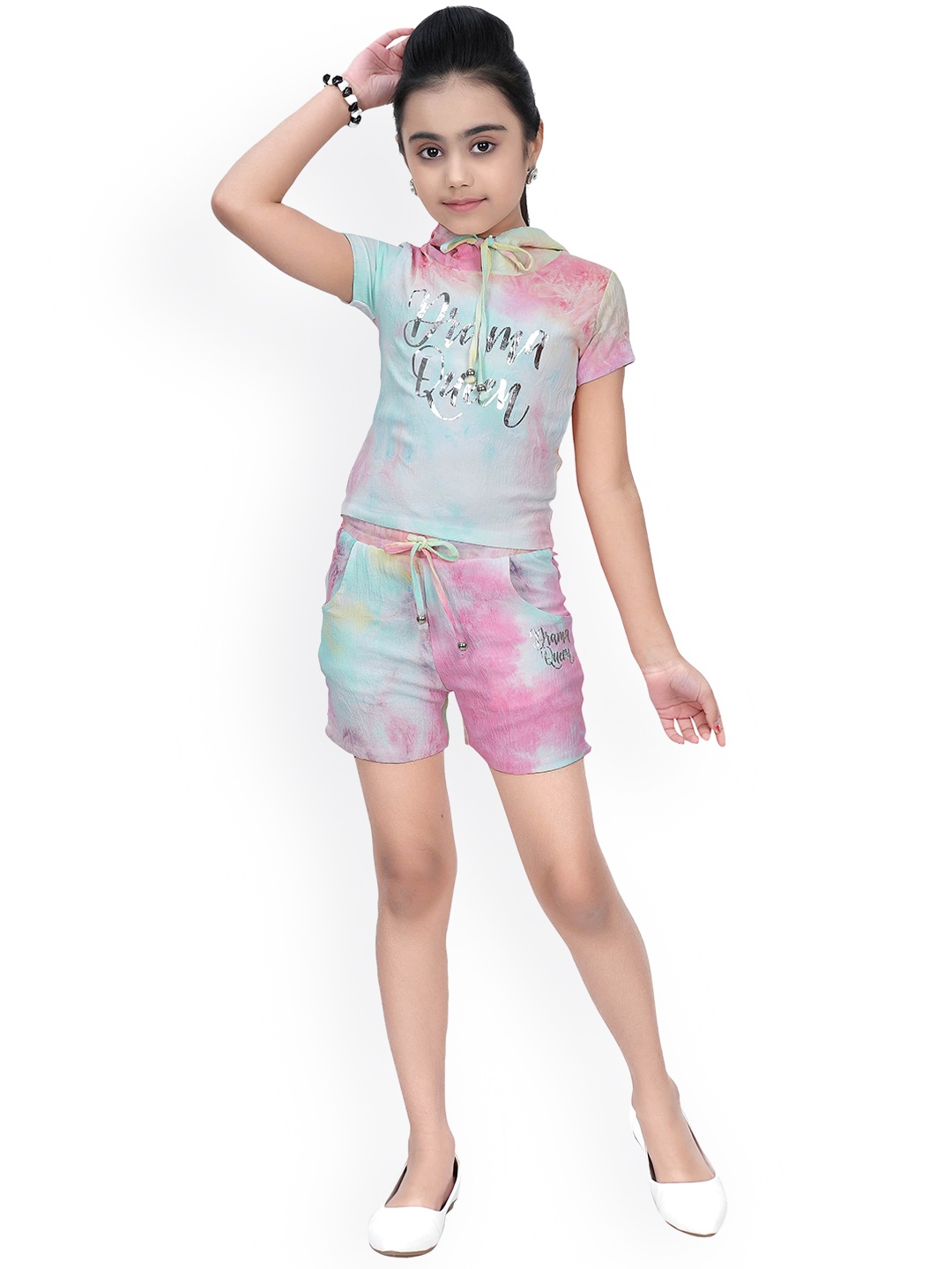 

Tiny Girl Girls Pink & Blue Printed T-shirt with Shorts