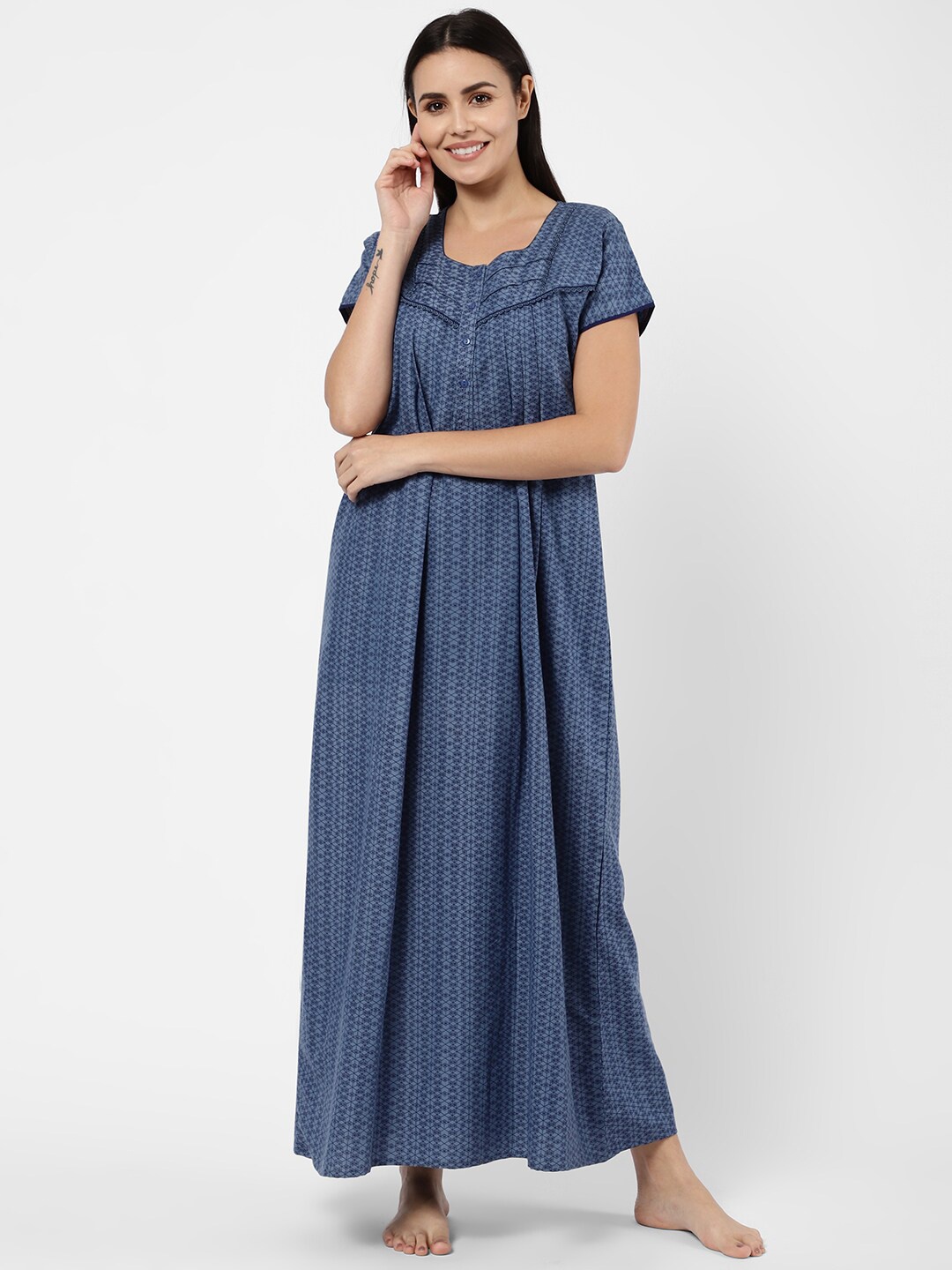 

Sweet Dreams Blue Printed Maxi Nightdress