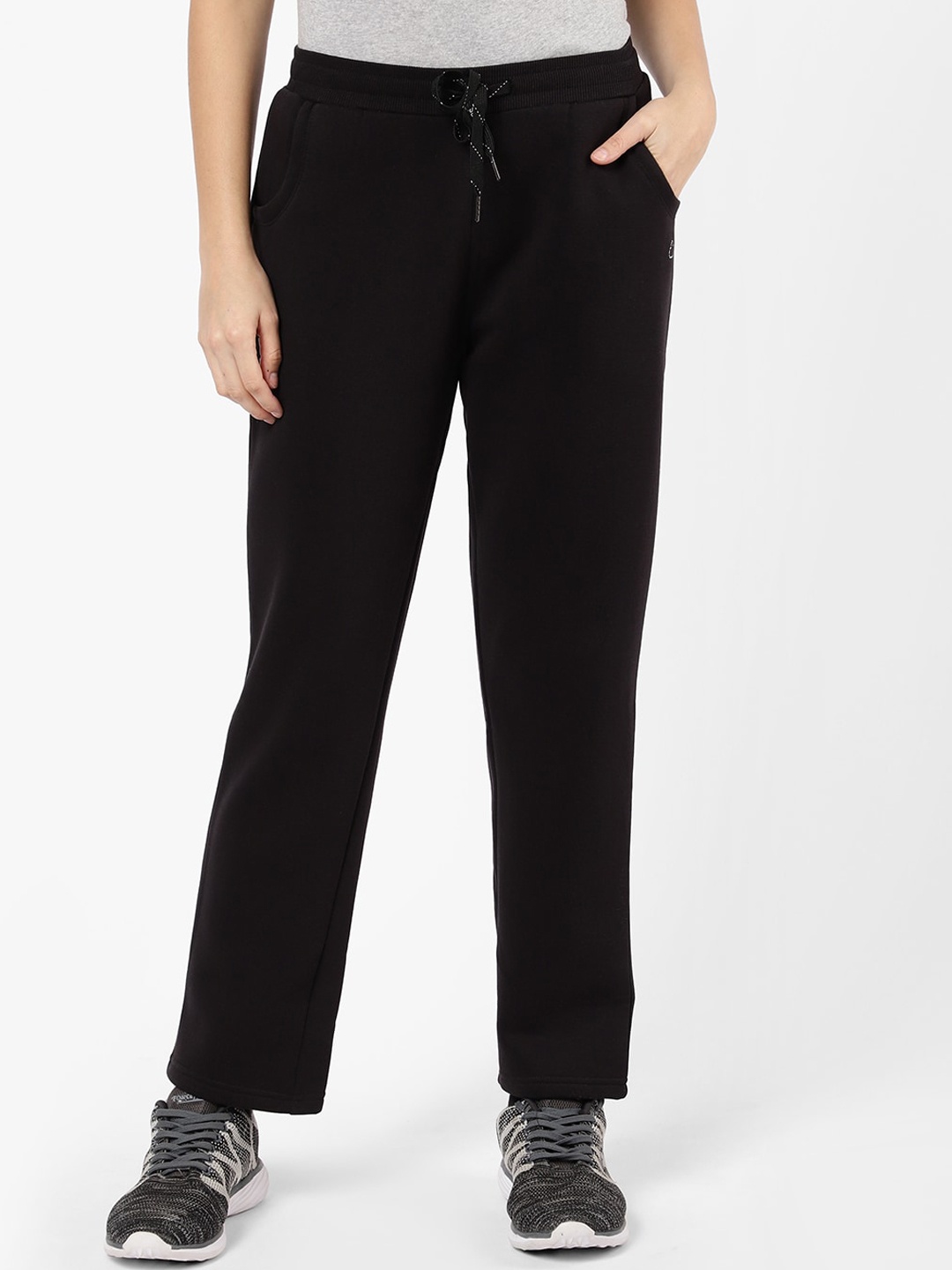 Sweet Dreams Women Black Solid Fleece Lounge Pants