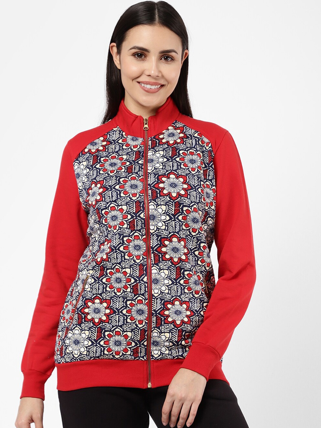 

Sweet Dreams Women's Red Floral Longline Running Bomber Jacket