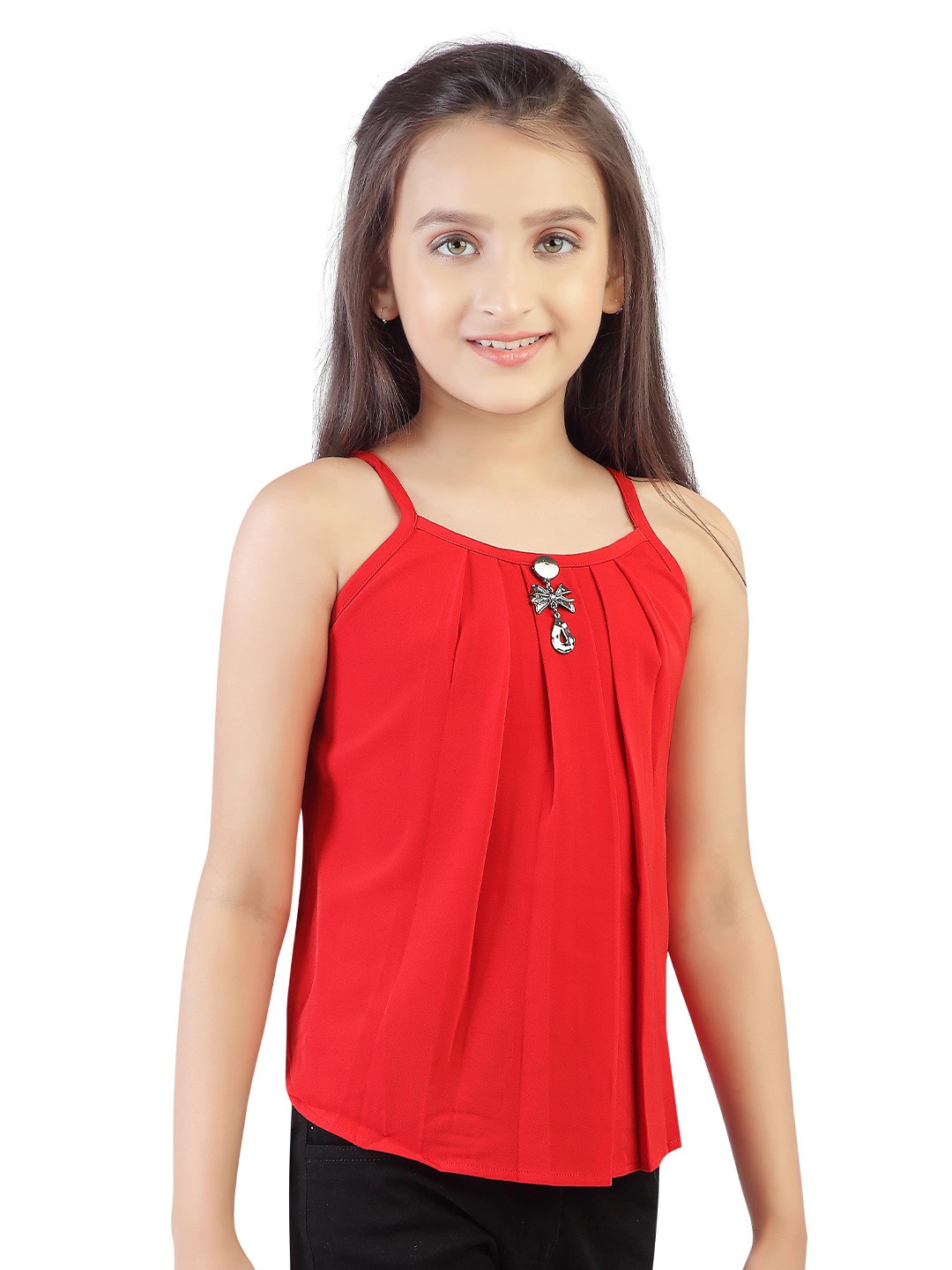 

Tiny Girl solid Red sleeveless Top