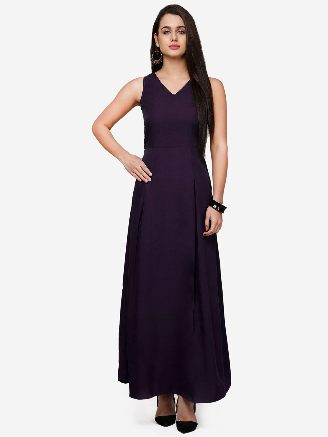 

V&M Women Purple Crepe Maxi Dress