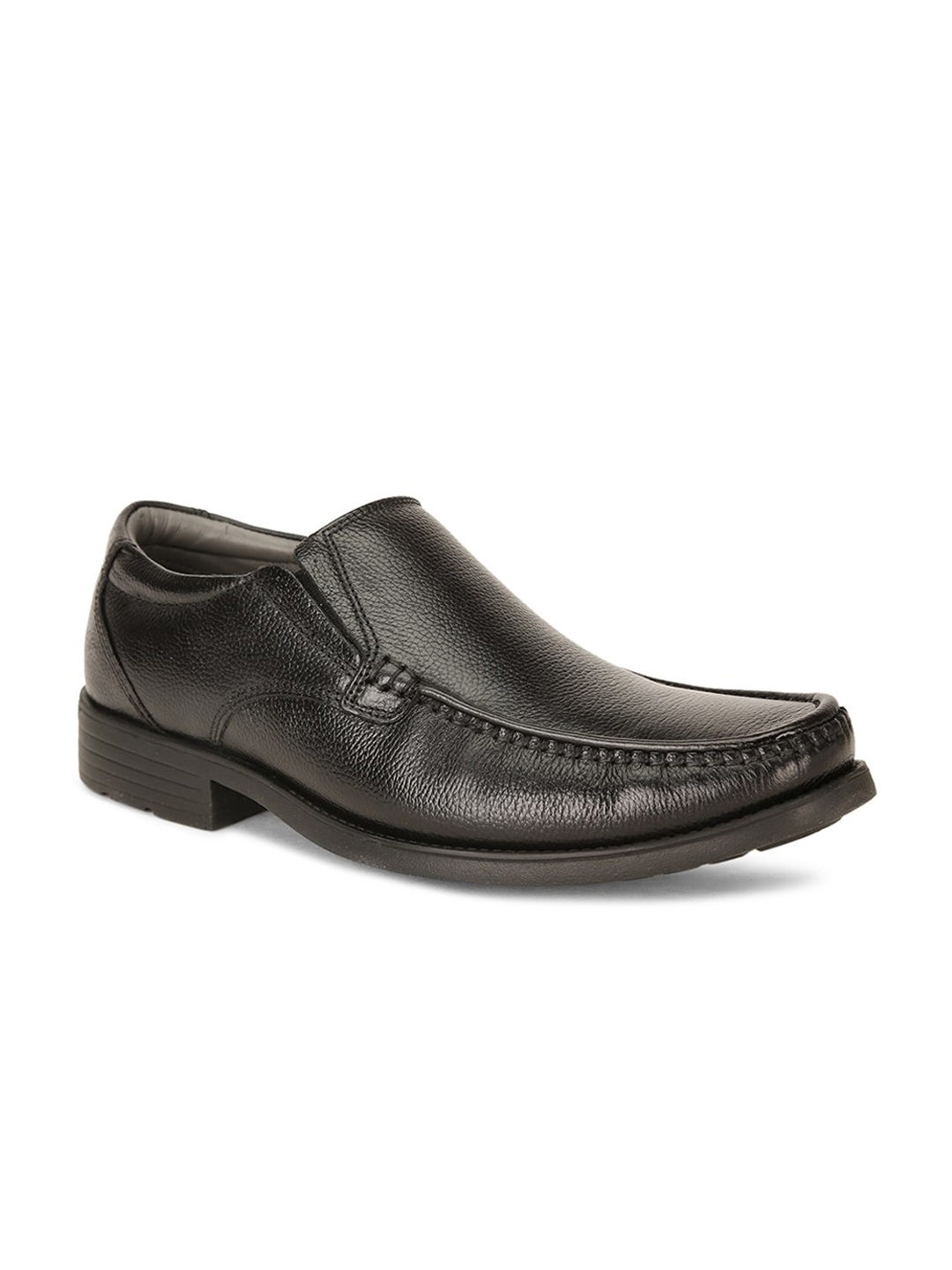 

Hush Puppies Men Black Solid Leather Formal Slip-Ons