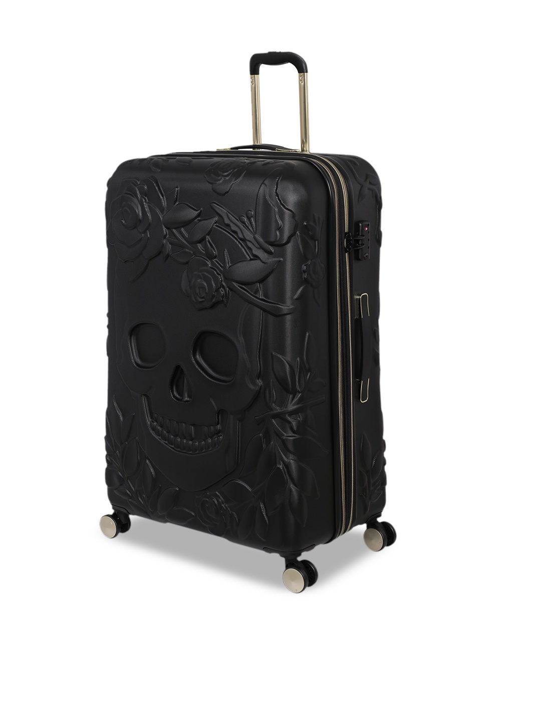 

IT luggage Black Skull & Flower Textured Trolley Bag