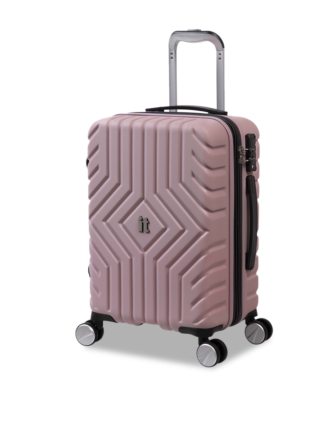 

IT luggage Pink Textured Hard-Sided Cabin Trolley Bag