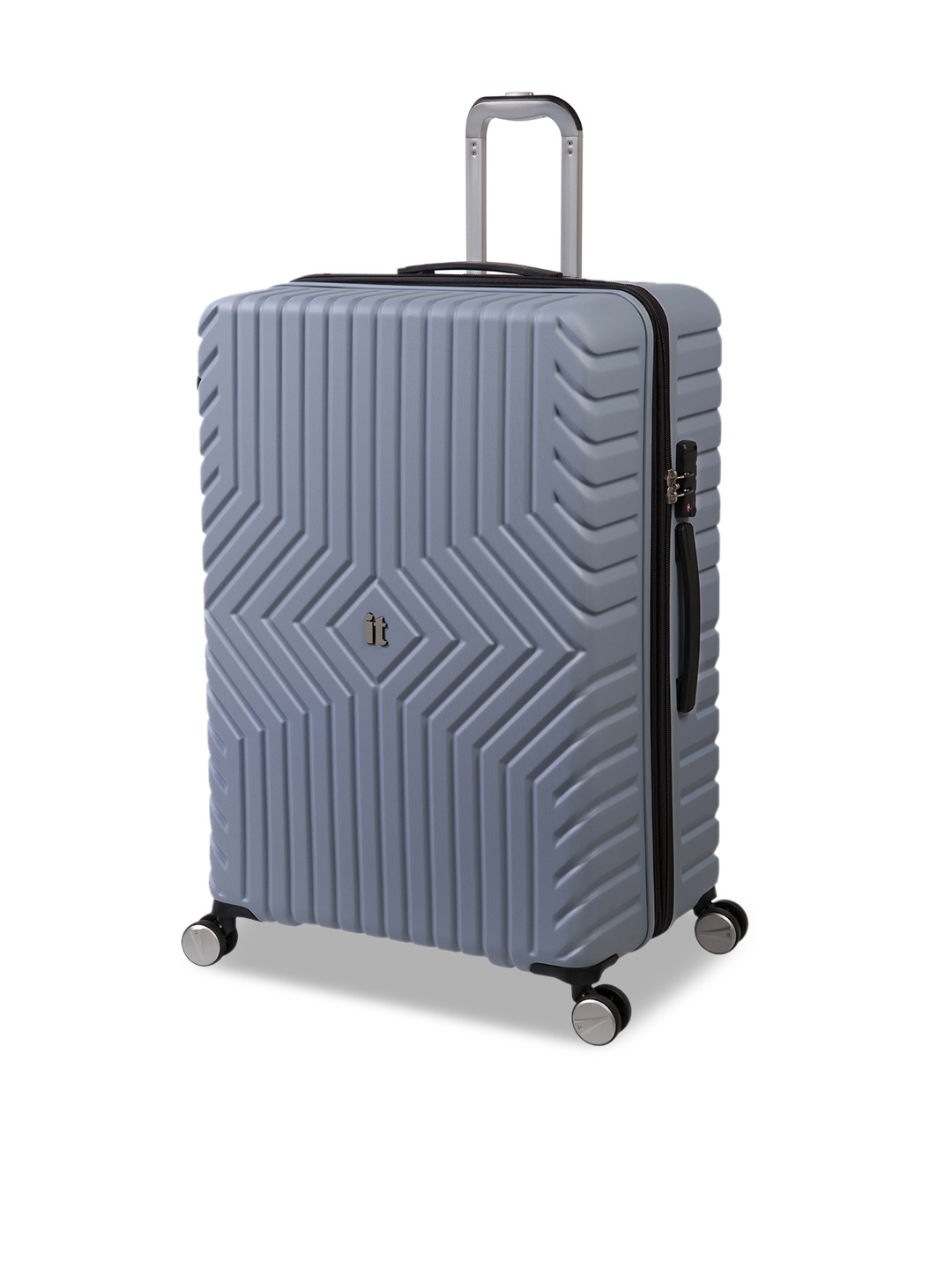 

IT luggage Blue Textured Hard-Sided Trolley Suitcases, Grey