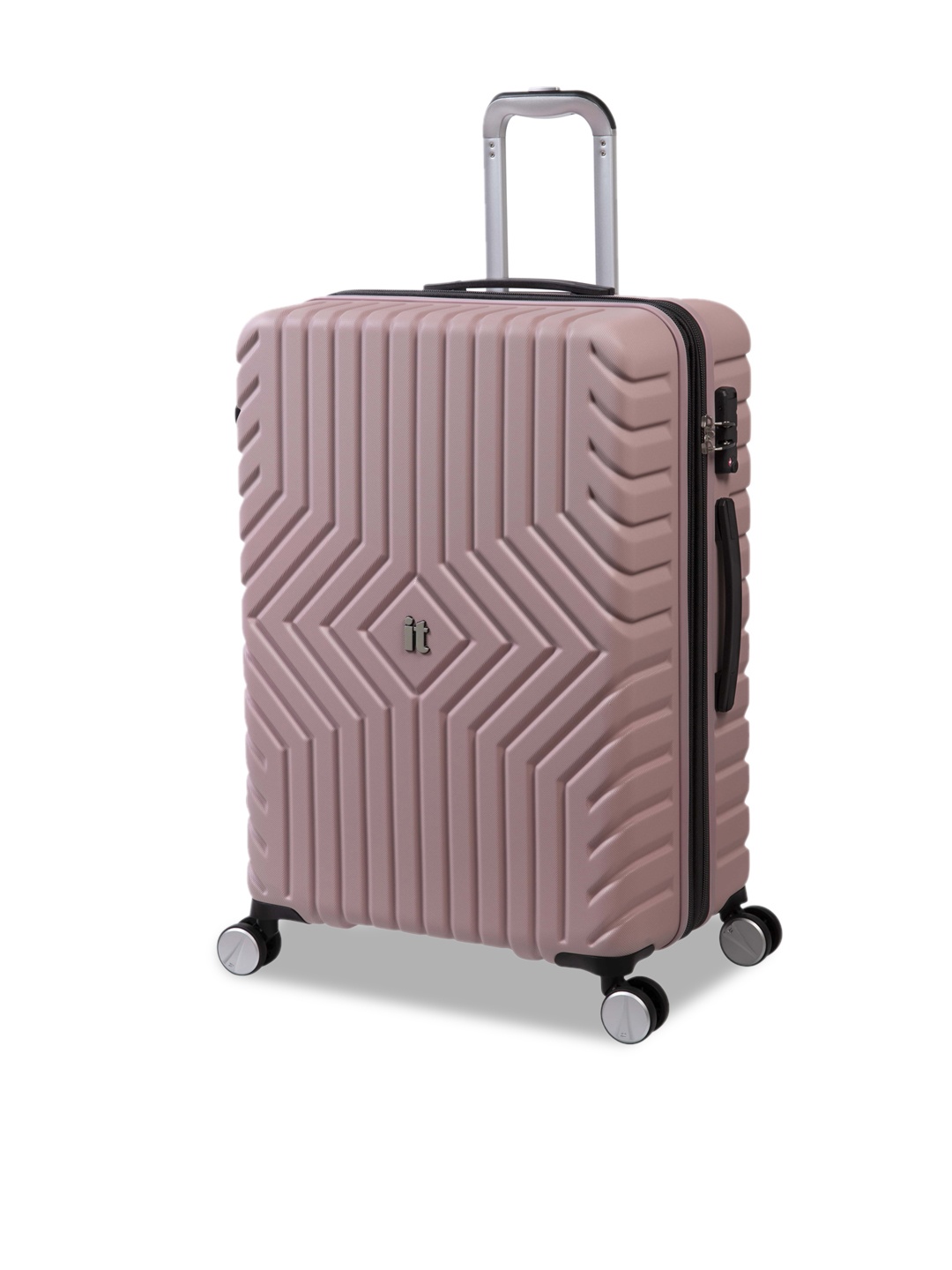 

IT luggage Pink Textured Hard-Sided Trolley Bag