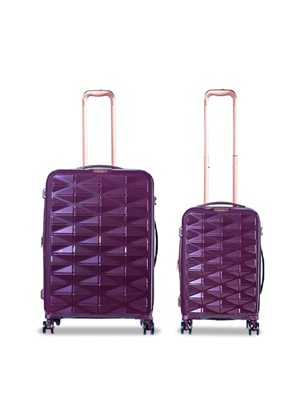 

IT Luggage Set Of 2 Solid Hard-Sided Trolley Suitcases, Purple