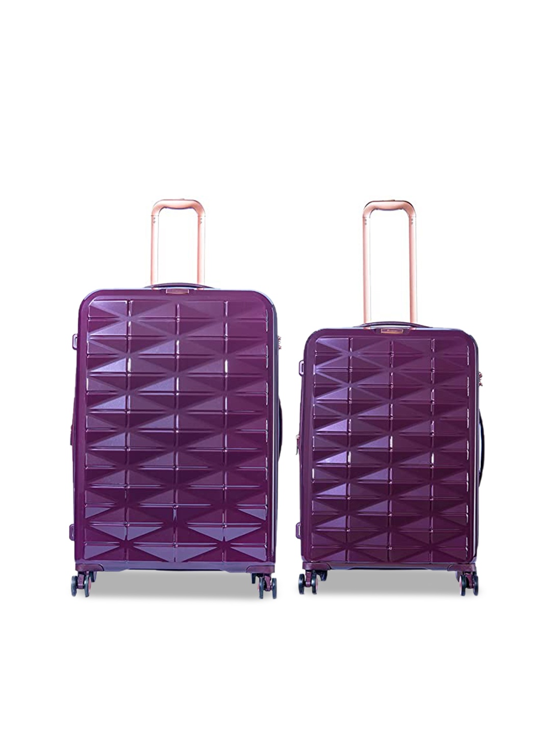 

IT Luggage Set Of 2 Solid Hard-Sided Trolley Suitcases, Purple