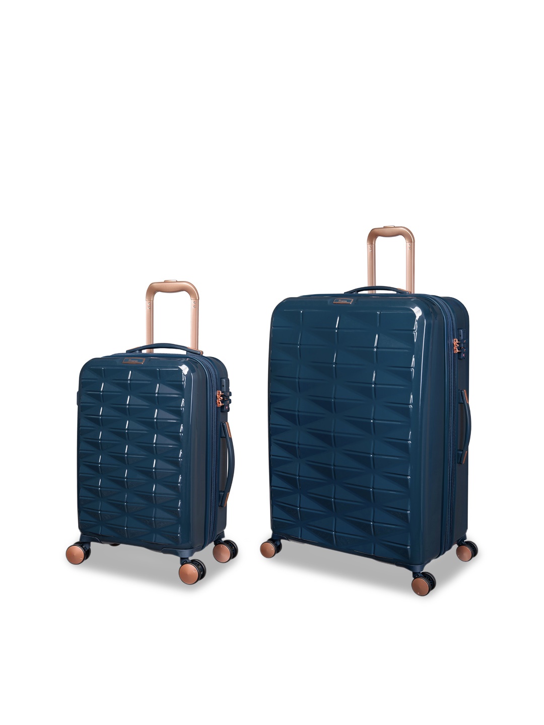 

IT luggage Set Of 2 Blue Textured Hard-Sided Trolley Bag