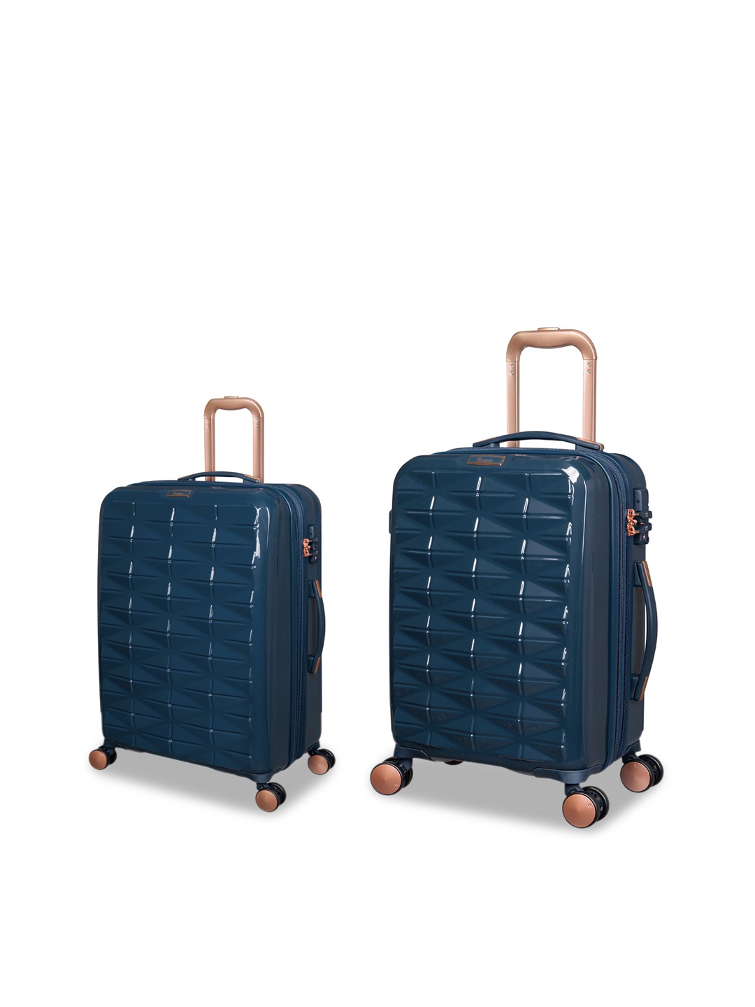 

IT luggage Set Of 2 Blue Textured Hard-Sided Trolley Bag