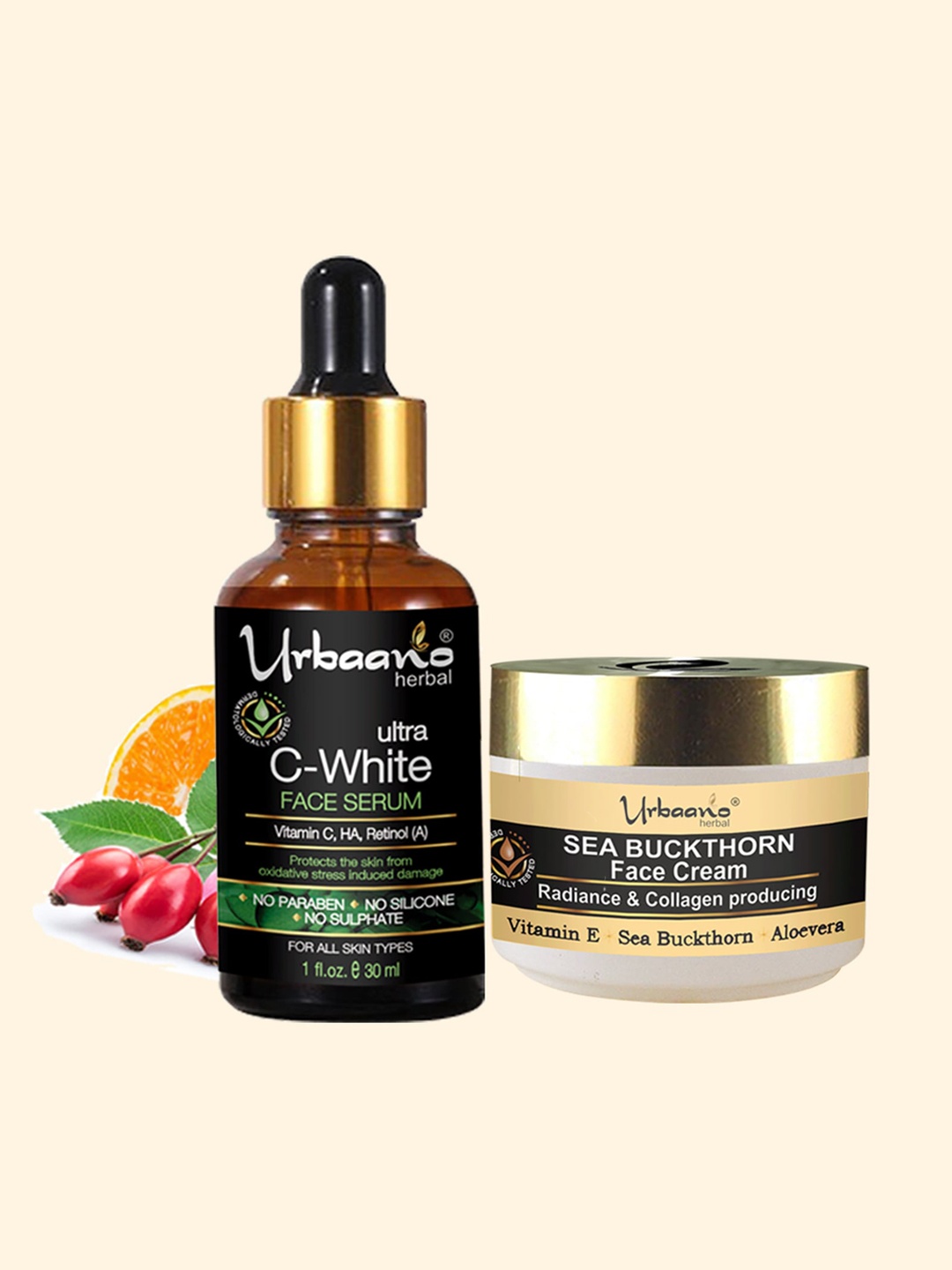 

Urbaano Sea Buckthorn Herbal Face Cream & Serum, Transparent