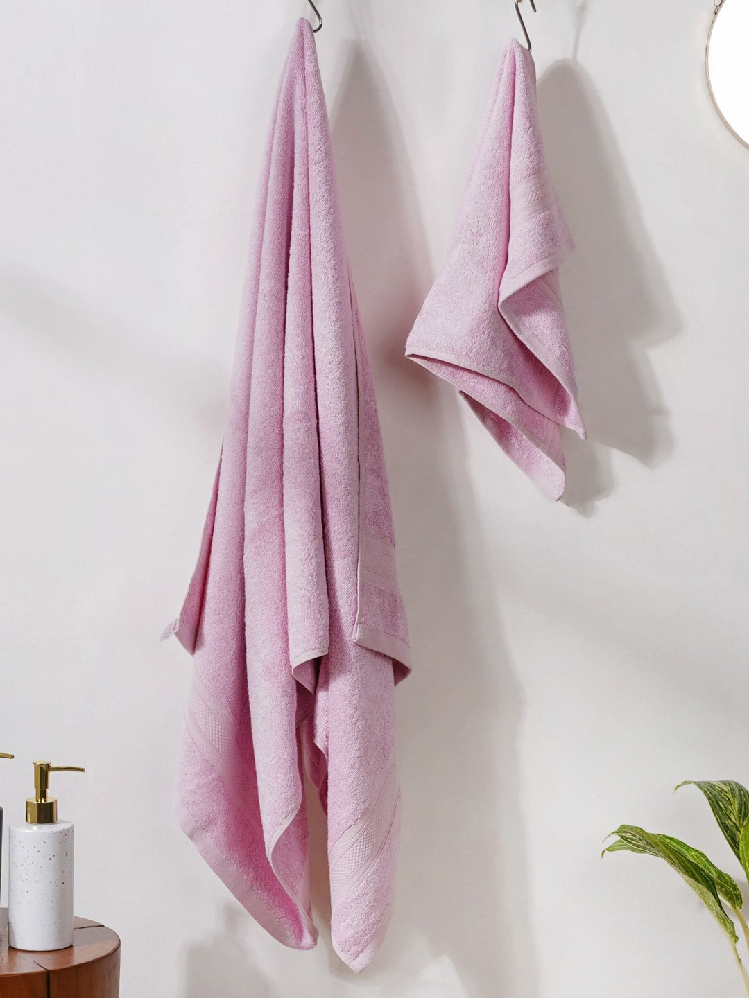 

Nestasia Set Of 2 Pink Bamboo Bath Towel & Hand Towel