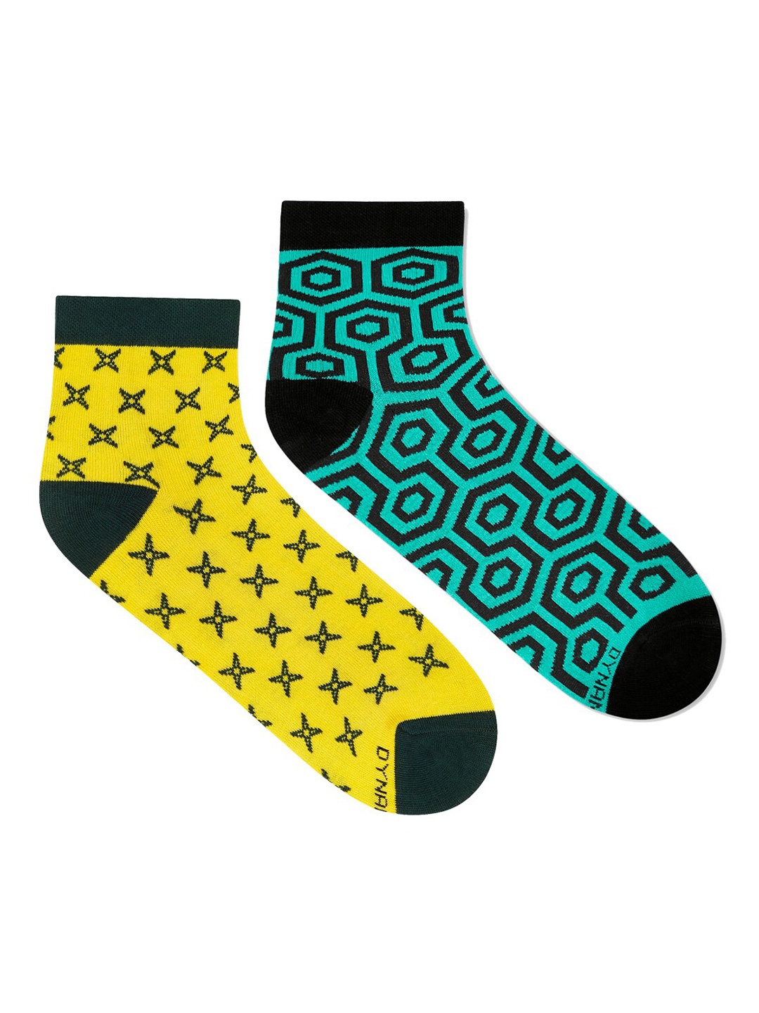 

Dynamocks Unisex Pack Of 2 Patterned Ankle-length Socks, Yellow