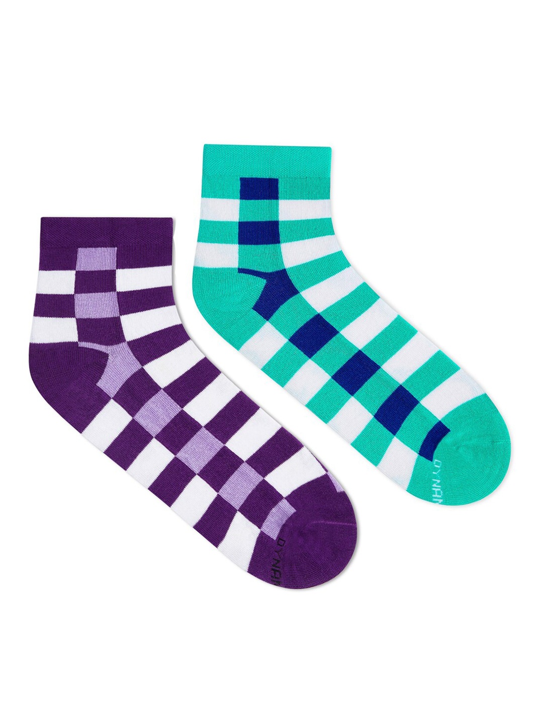 

Dynamocks Unisex Pack of 2 Checked Ankle-Length Socks, Purple