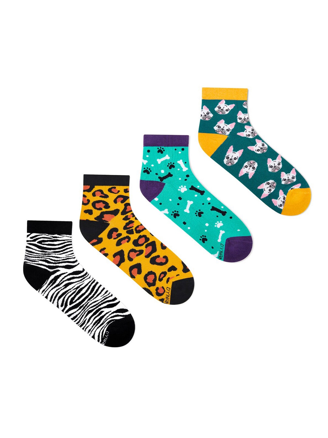 

Dynamocks Unisex Pack Of 4 Patterned Ankle-Length Socks, Green