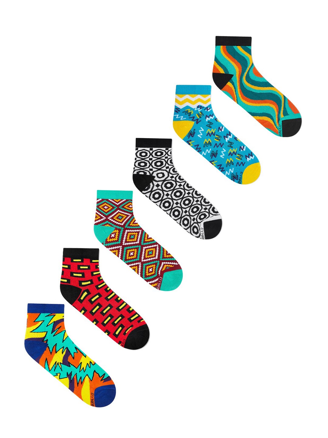 

Dynamocks Unisex Pack of 6 Patterned Ankle Length Socks, Blue