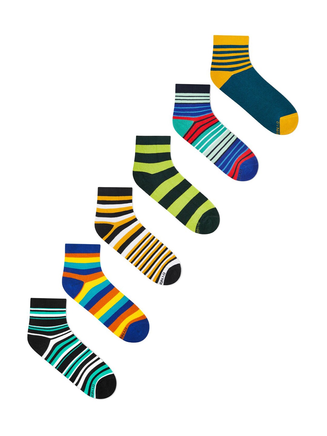 

Dynamocks Unisex Pack Of 6 Striped Ankle-Length Socks, Black
