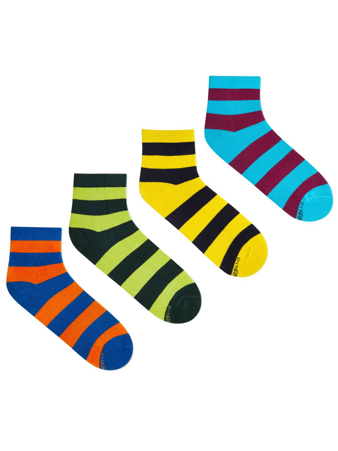 

Dynamocks Unisex Pack Of 4 Striped Ankle-Length Socks, Blue