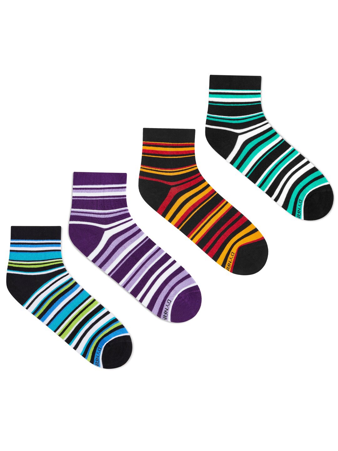 

Dynamocks Unisex Pack Of 4 Striped Ankle-length Socks, Red