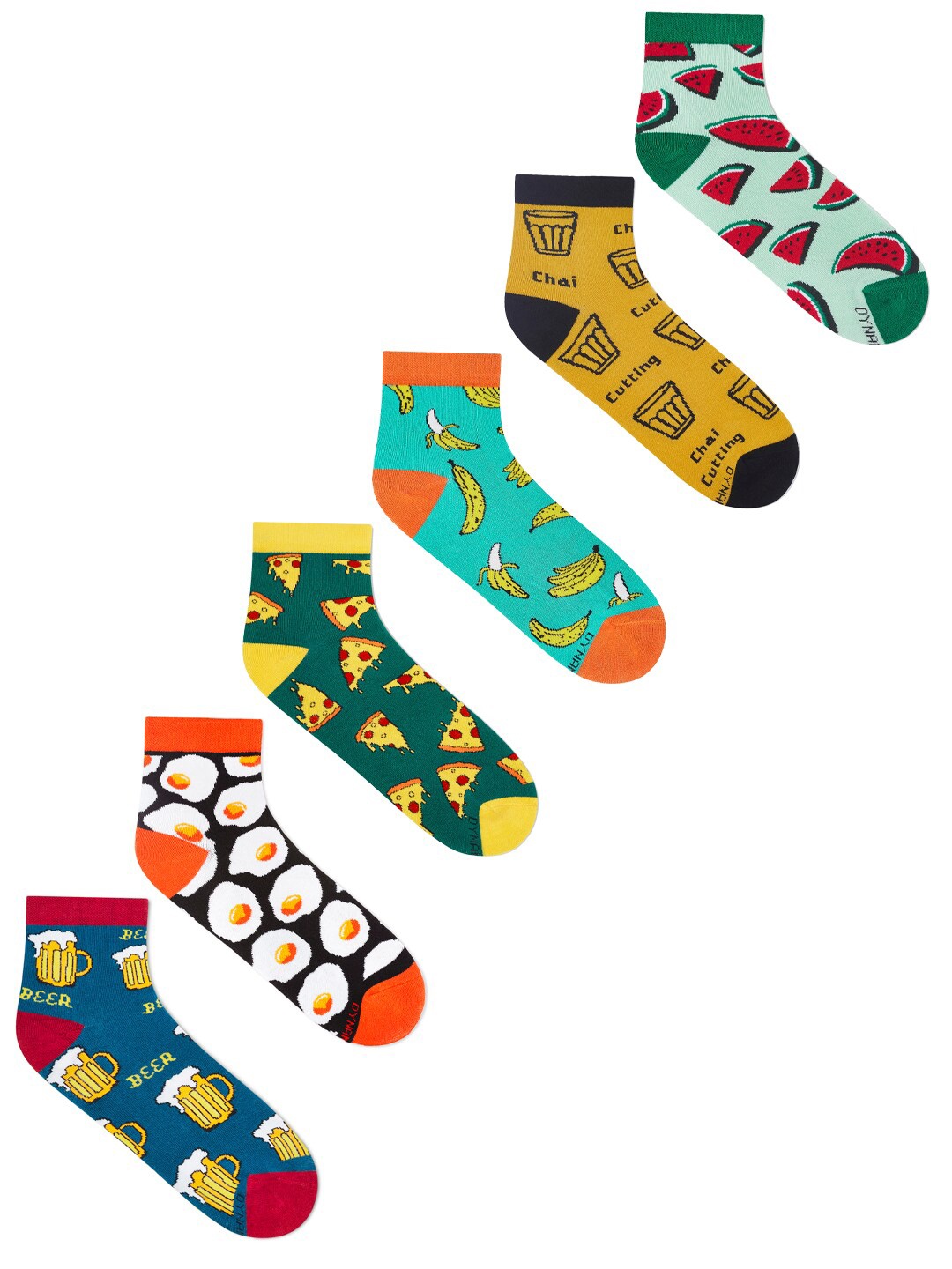 

Dynamocks Unisex Pack Of 6 Patterned Ankle-Length Socks, Green