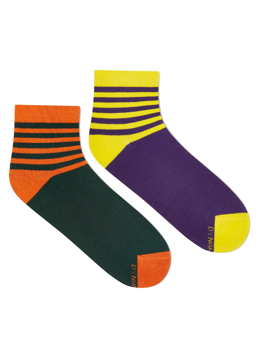 

Dynamocks Unisex Pack Of 2 Striped Ankle-Length Socks, Yellow