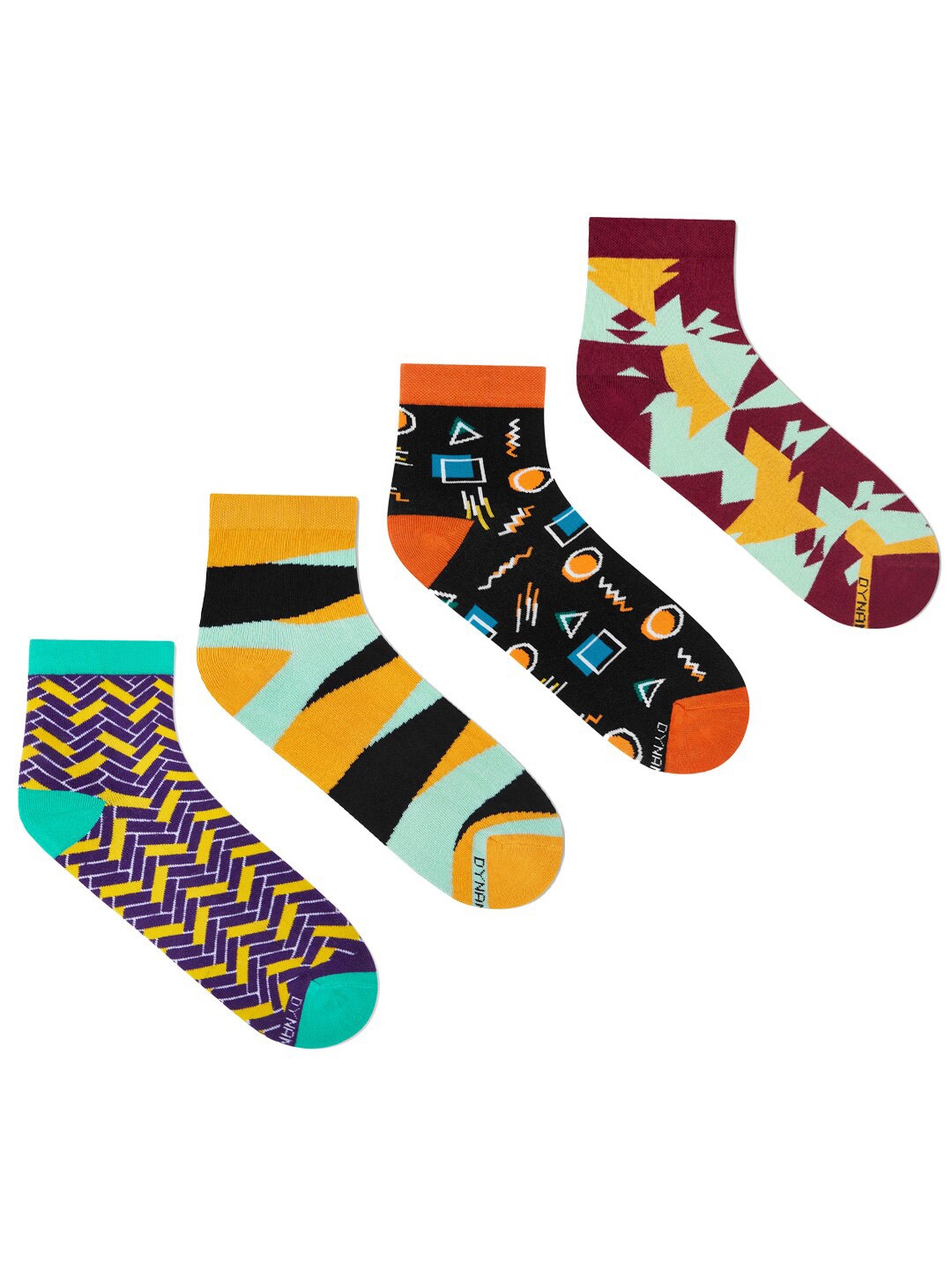 

Dynamocks Unisex Pack of 4 Printed Ankle Length Socks, Multi