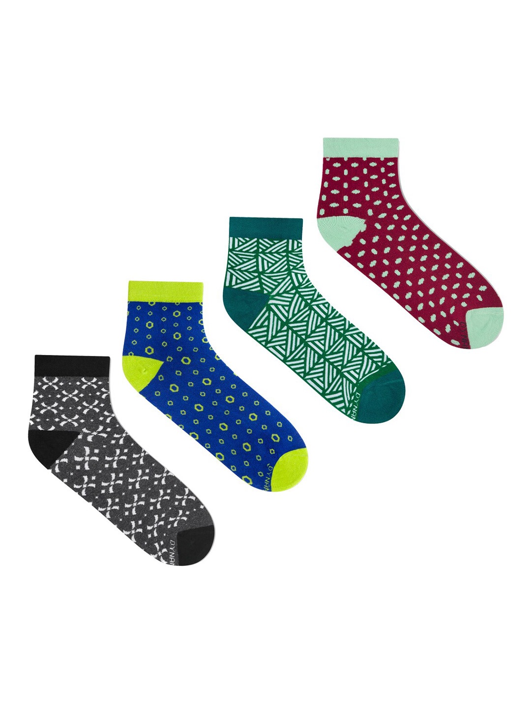 

Dynamocks Unisex Pack Of 4 Patterned Ankle-Length Socks, Blue