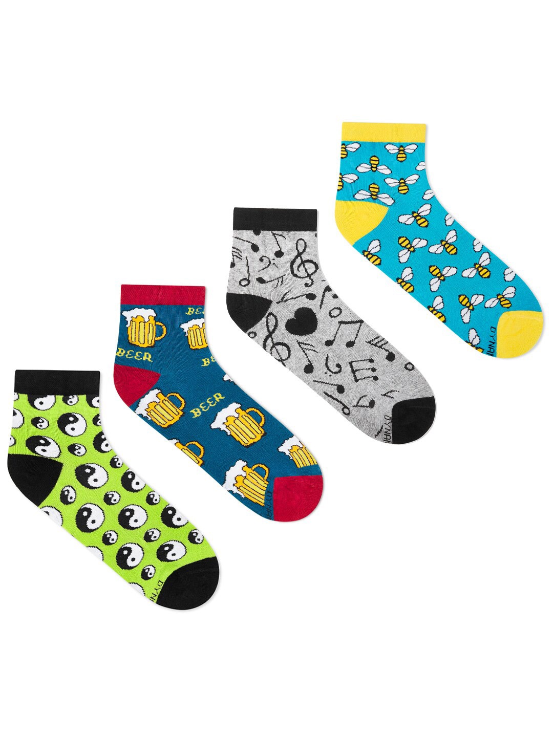 

Dynamocks Unisex Pack of 4 Patterned Ankle-Length Socks, Blue