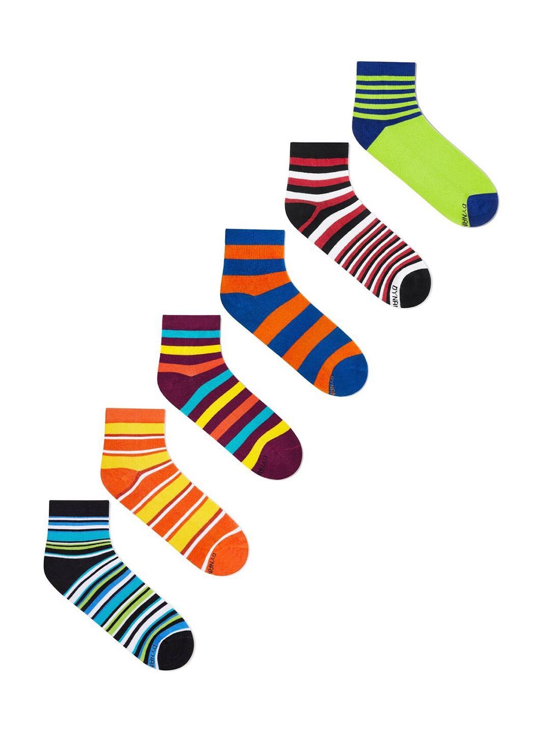 

Dynamocks Unisex Pack Of 6 Striped Ankle-Length Socks, Red