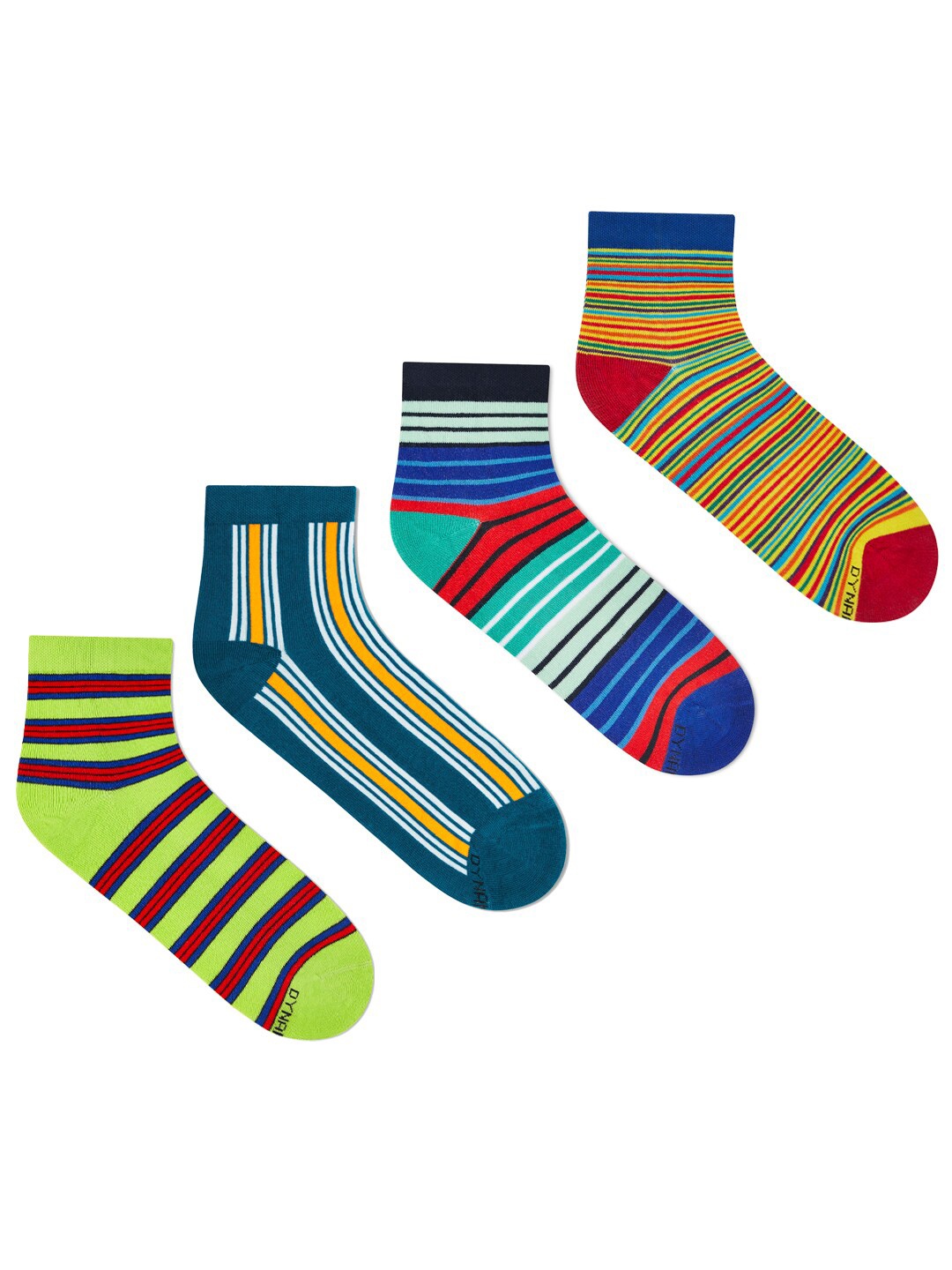 

Dynamocks Unisex Pack Of 4 Striped Ankle-length Socks, Green