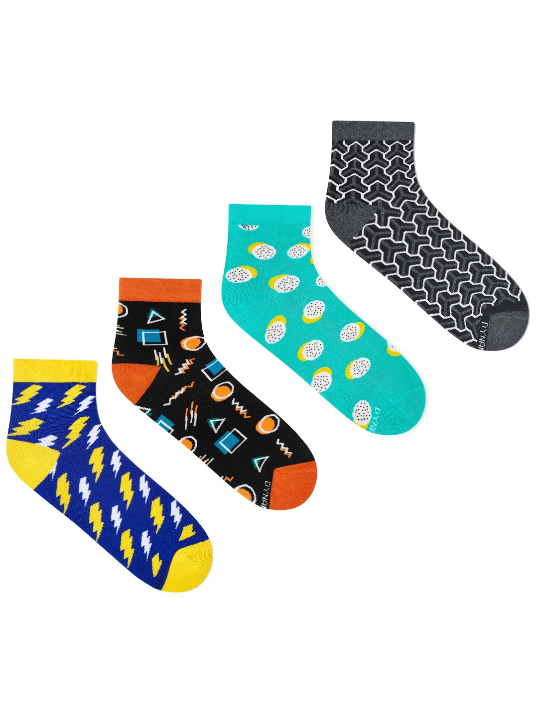 

Dynamocks Unisex Pack of 4 Printed Ankle-Length Socks, Blue