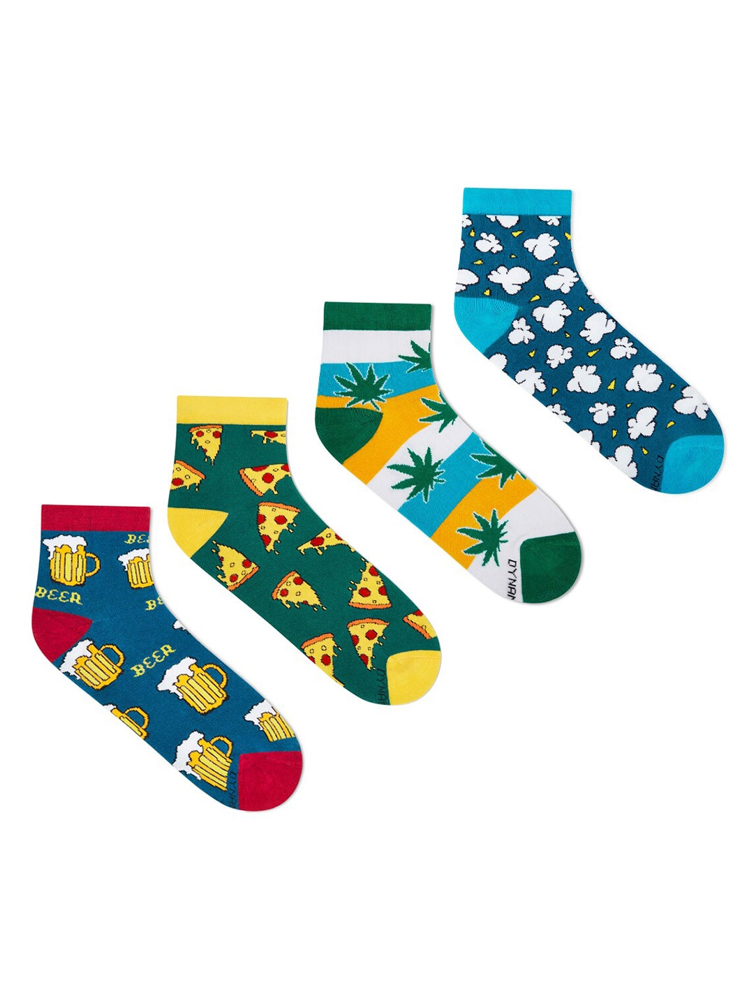 

Dynamocks Unisex Pack Of 4 Patterned Ankle-Length Socks, Blue