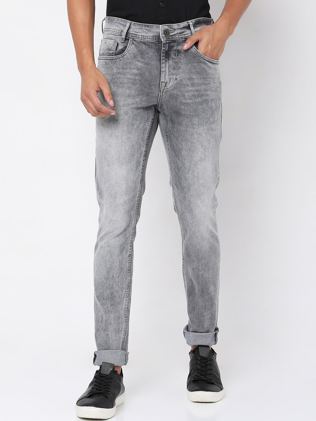 

Mufti Men Grey Skinny Fit Heavy Fade Jeans