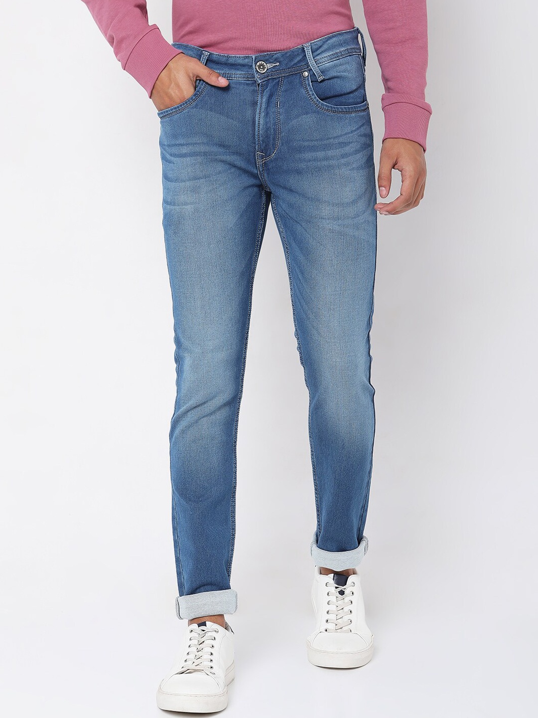 

Mufti Men Blue Skinny Fit Low Distress Heavy Fade Jeans